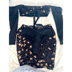 Two piece set with black undergarment. Never worn